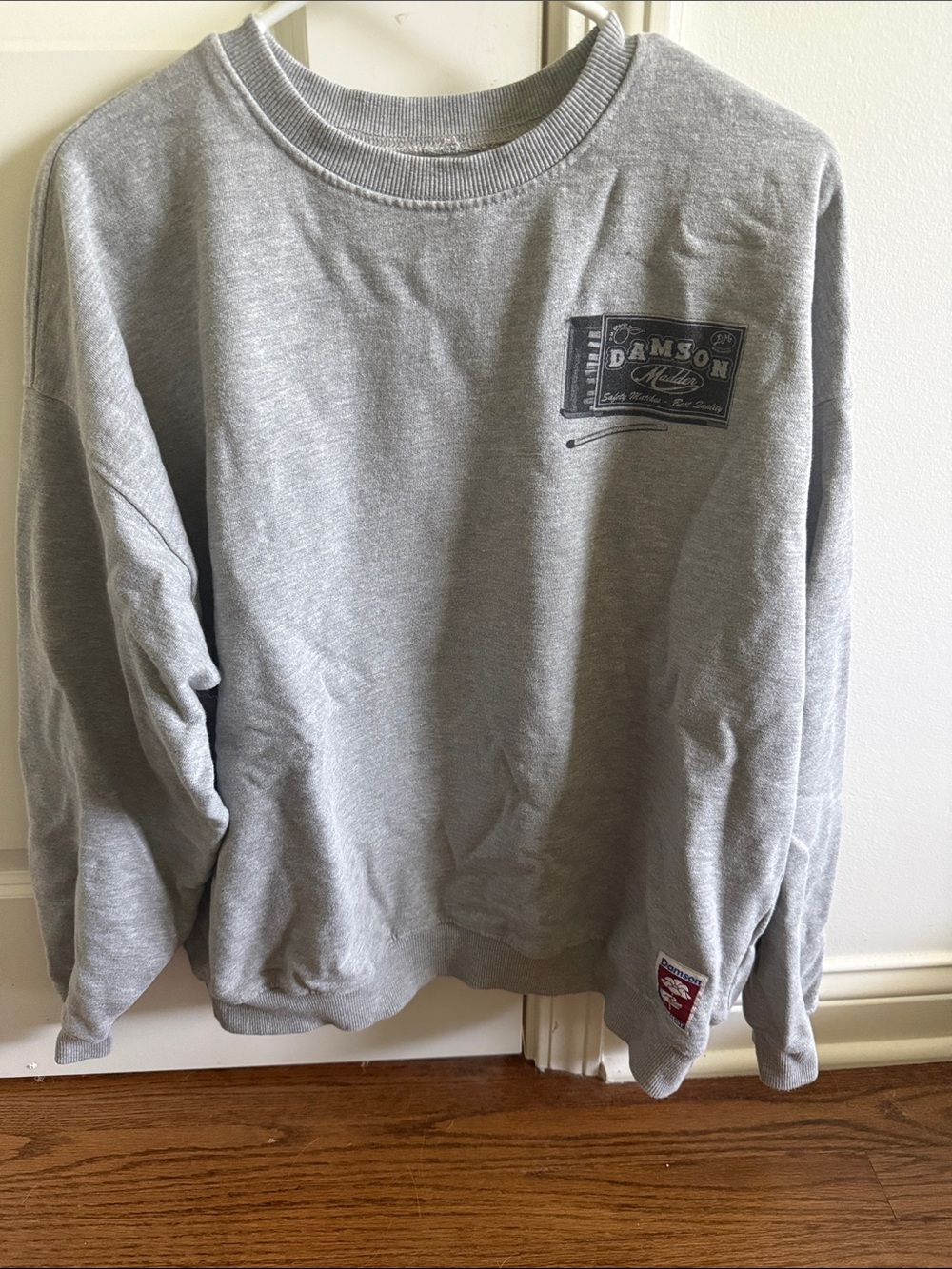 Damson Madder “General Store” Gray Crewneck Sweatshirt with Small Chest Patch